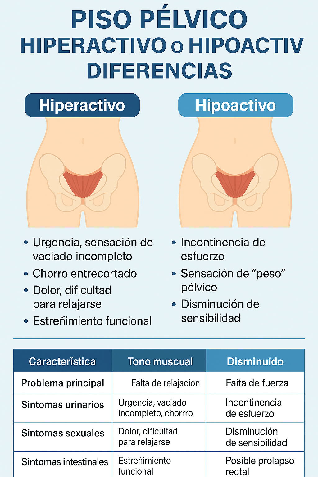 Tipos de piso pélvico&nbsp;funcional