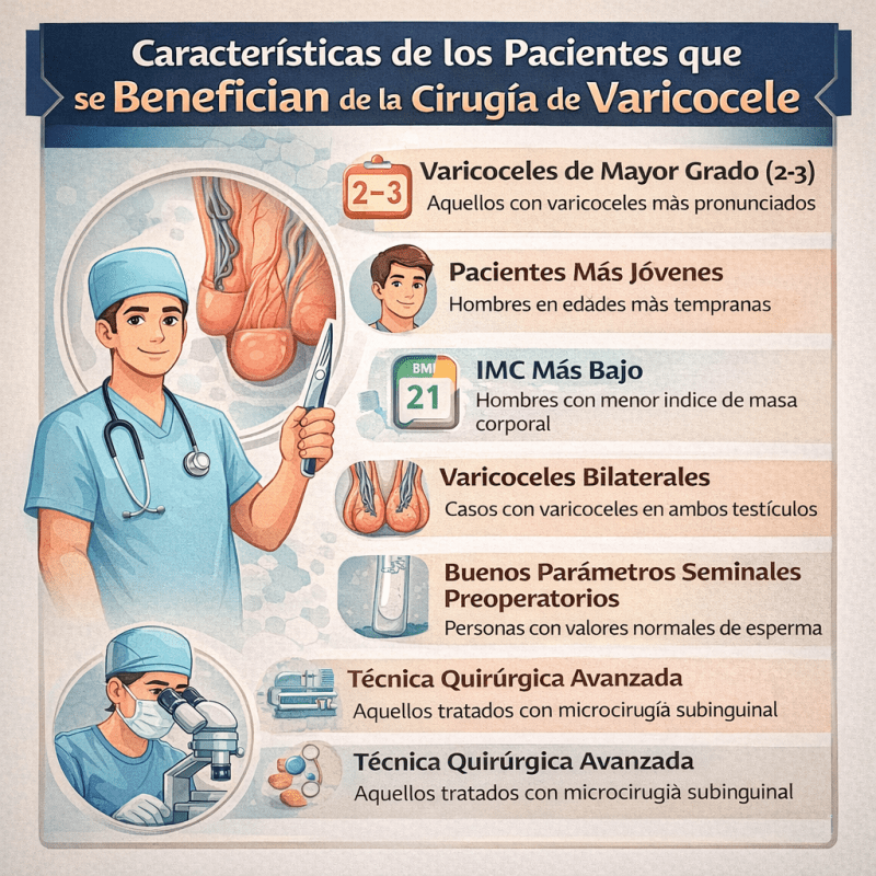 Características de pacientes que mejoran tras la cirugía de&nbsp;varicocele