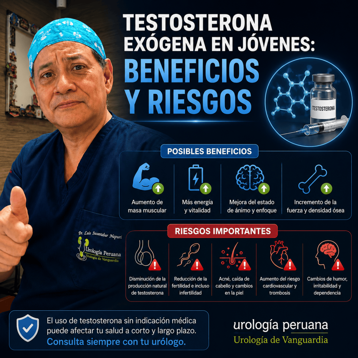 Testosterona exógena en jóvenes: beneficios y&nbsp;riesgos